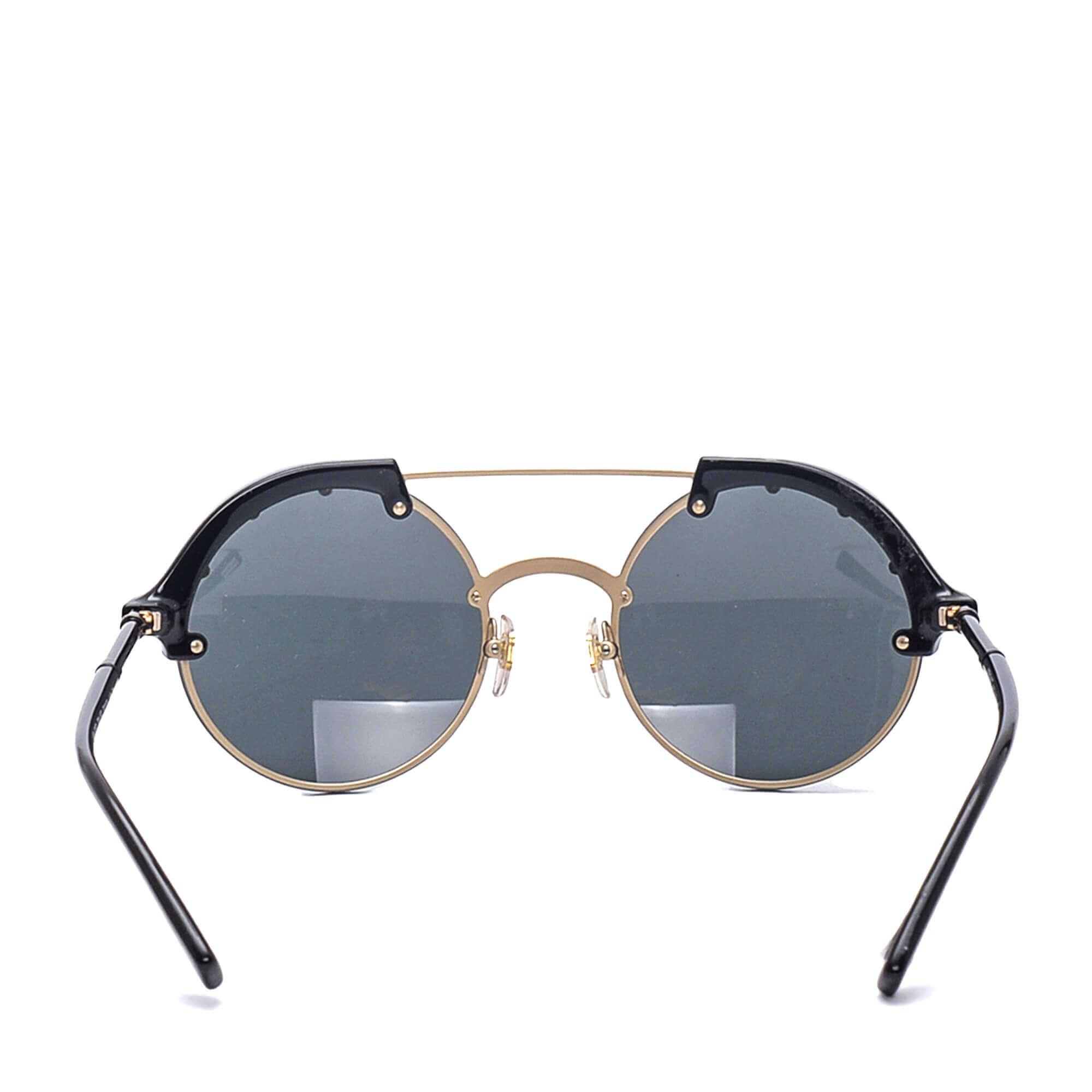 Versace - Black Acetate Metal Studs and Medusa Round Sunglasses